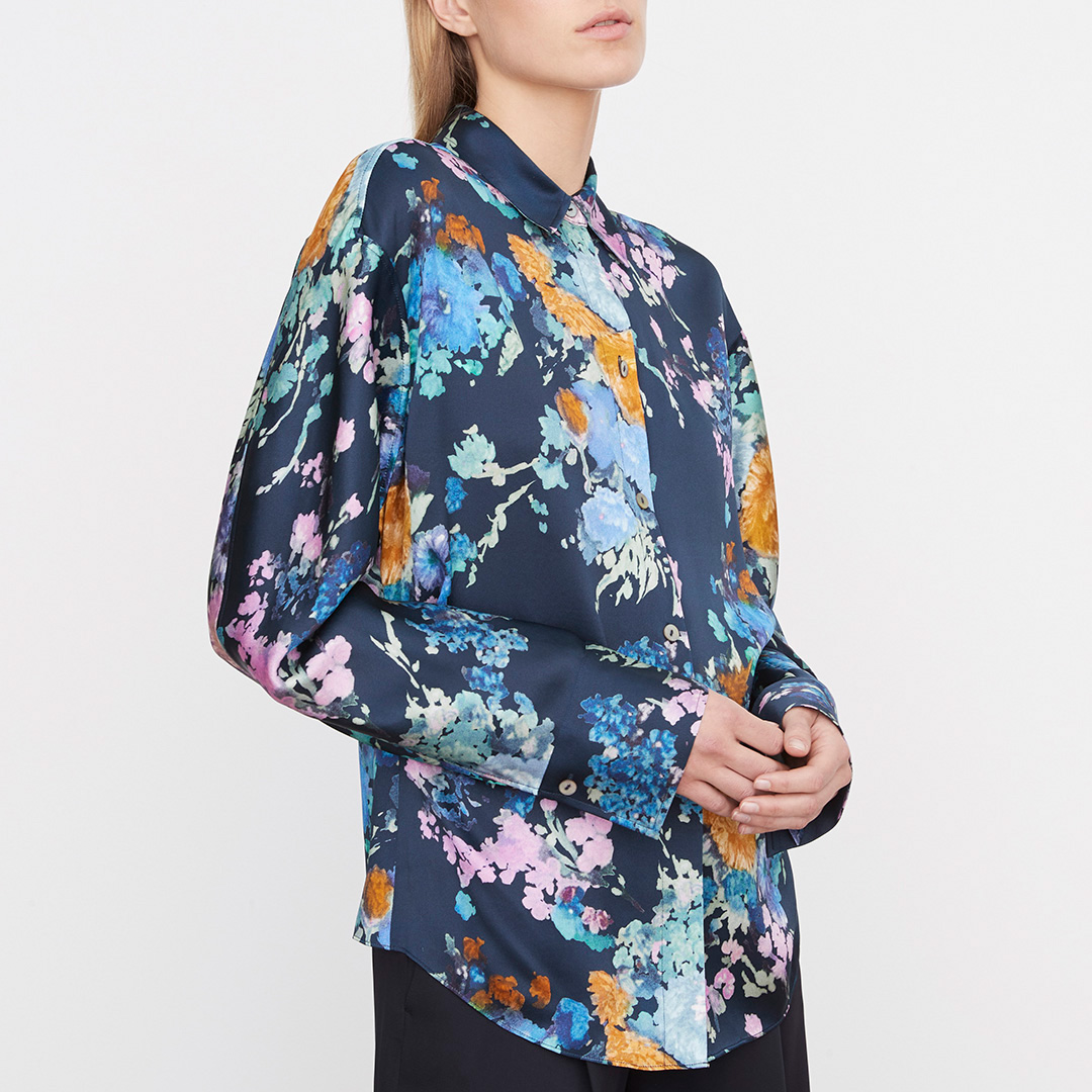 Elegant Navy Floral Silk Blouse Review: Style and Comfort Unveiled