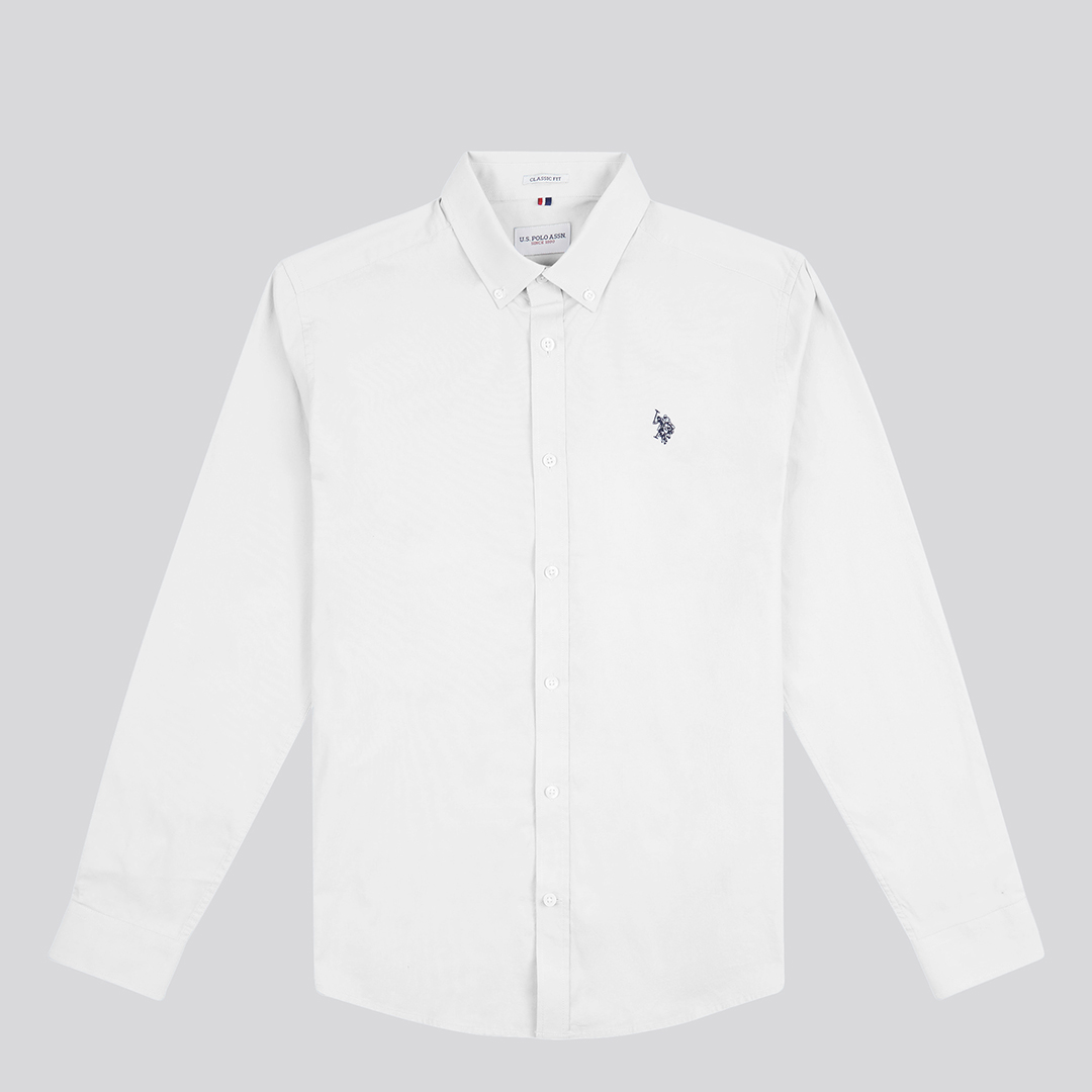 White Cotton Blend Poplin Shirt