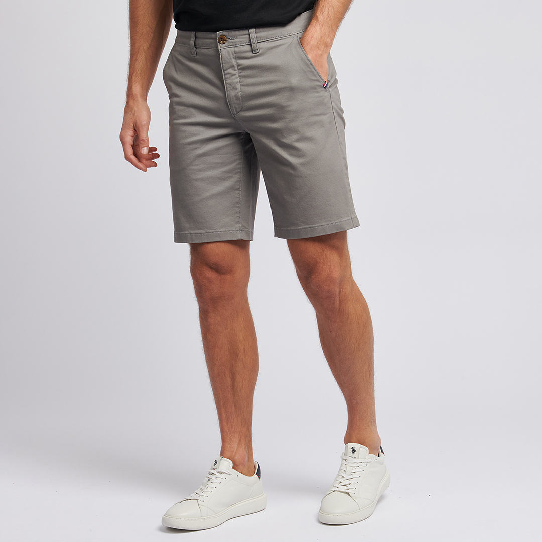Grey Classic Cotton Blend Chino Shorts