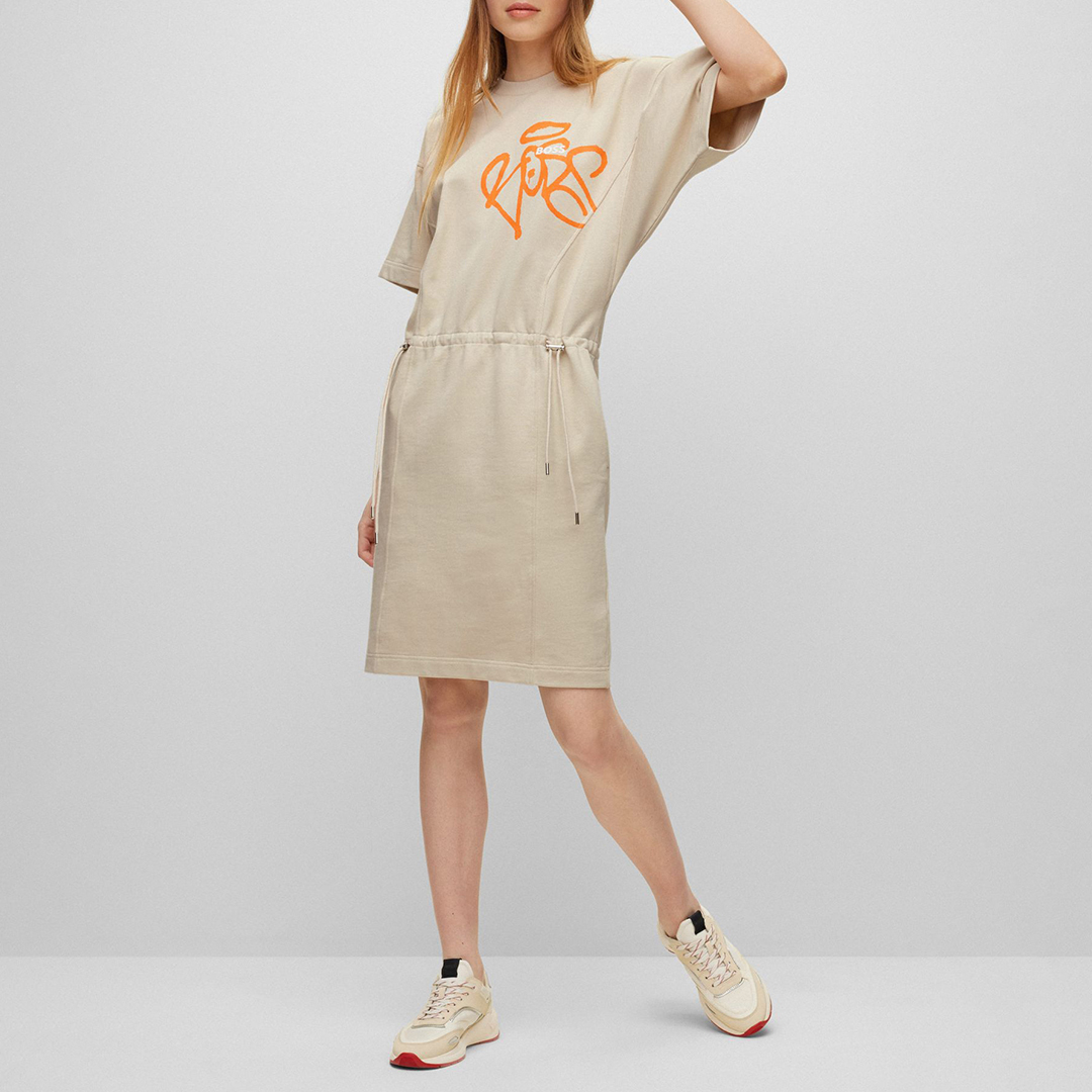 Beige Eyona Jersey Cotton Dress