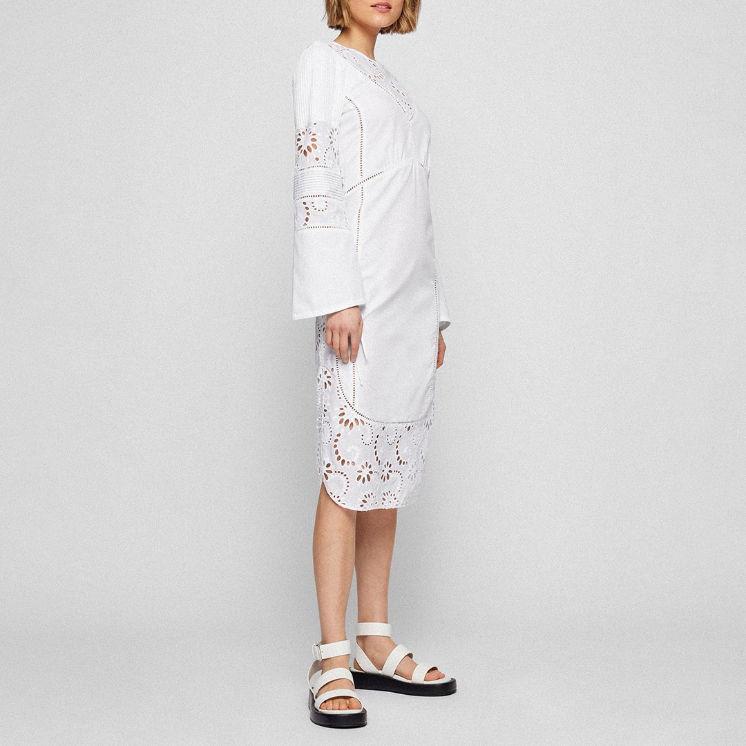 White Danouk Broderie Cotton Midi Dress