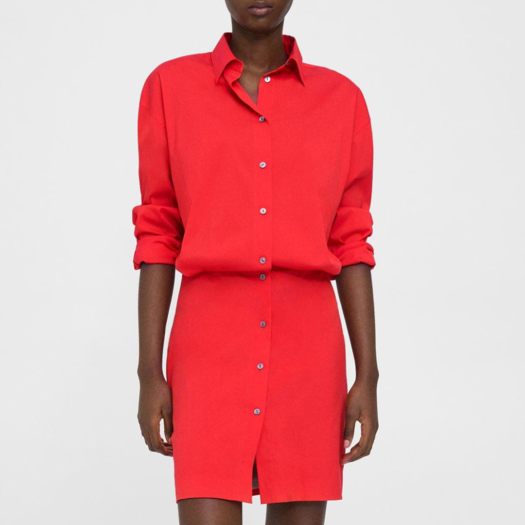 Red Fitted Cotton Blend Dress