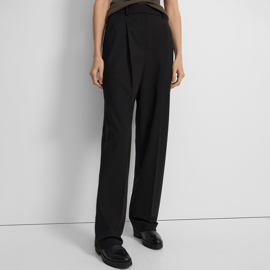 Black Treeca Stretch Wool Blend Trousers