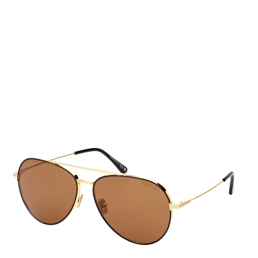 Unisex Tom Ford Gold Sunglasses 62mm