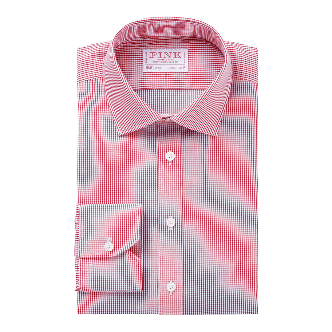 Red Micro Check Tailored Fit Cotton Shirt
