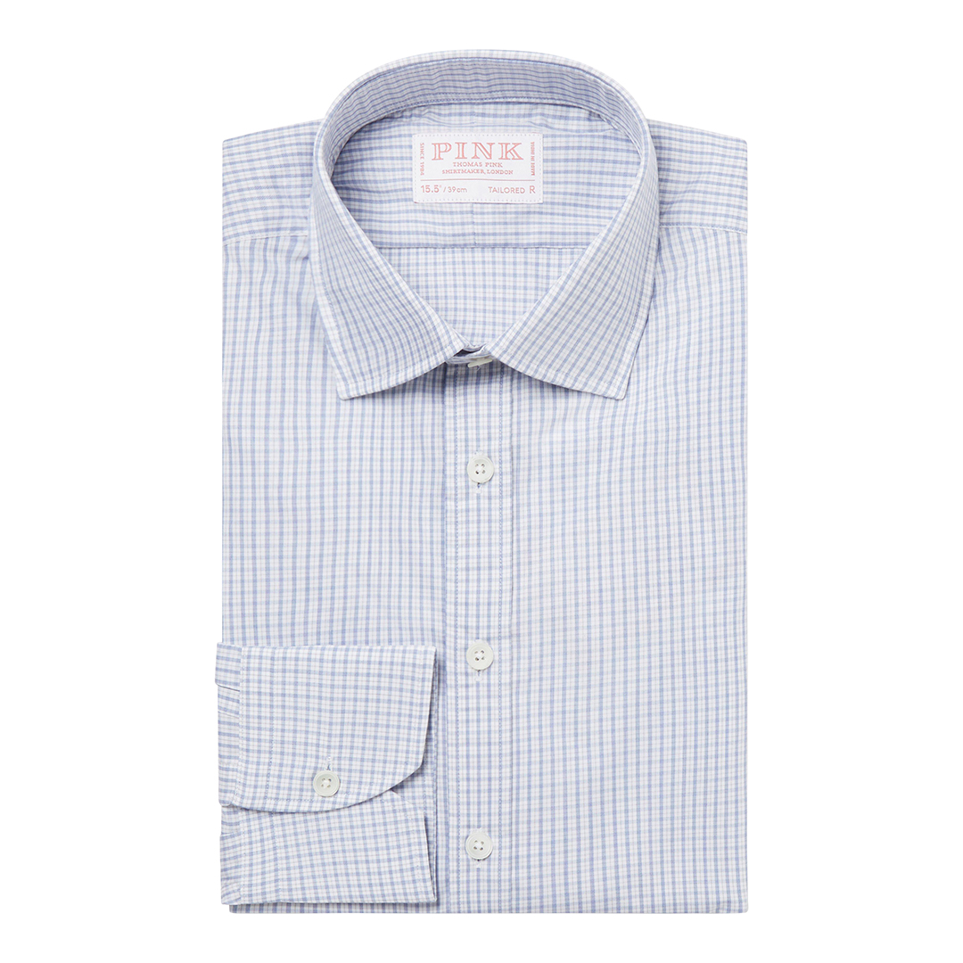 Multi Tailored Fit Twill Check Cotton Shirt
