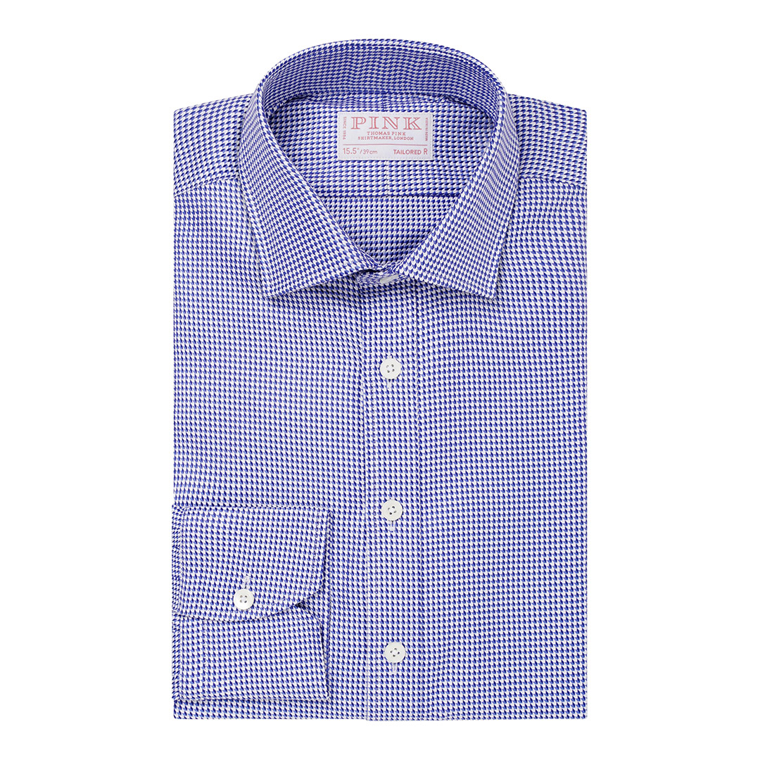 White Tailored Fit Geometric Pattern Cotton Shirt