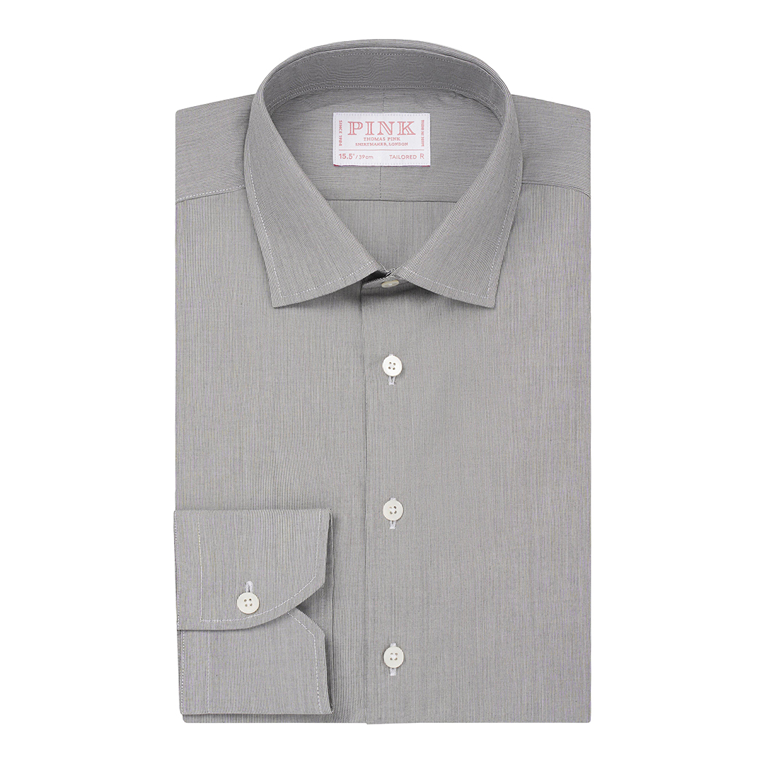 White Fine Stripe Tailored Fit Cotton Shirt