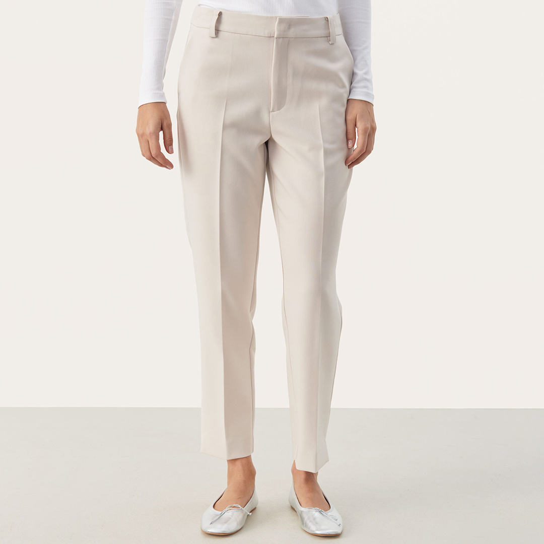 Cream Urbana Pleated Trousers