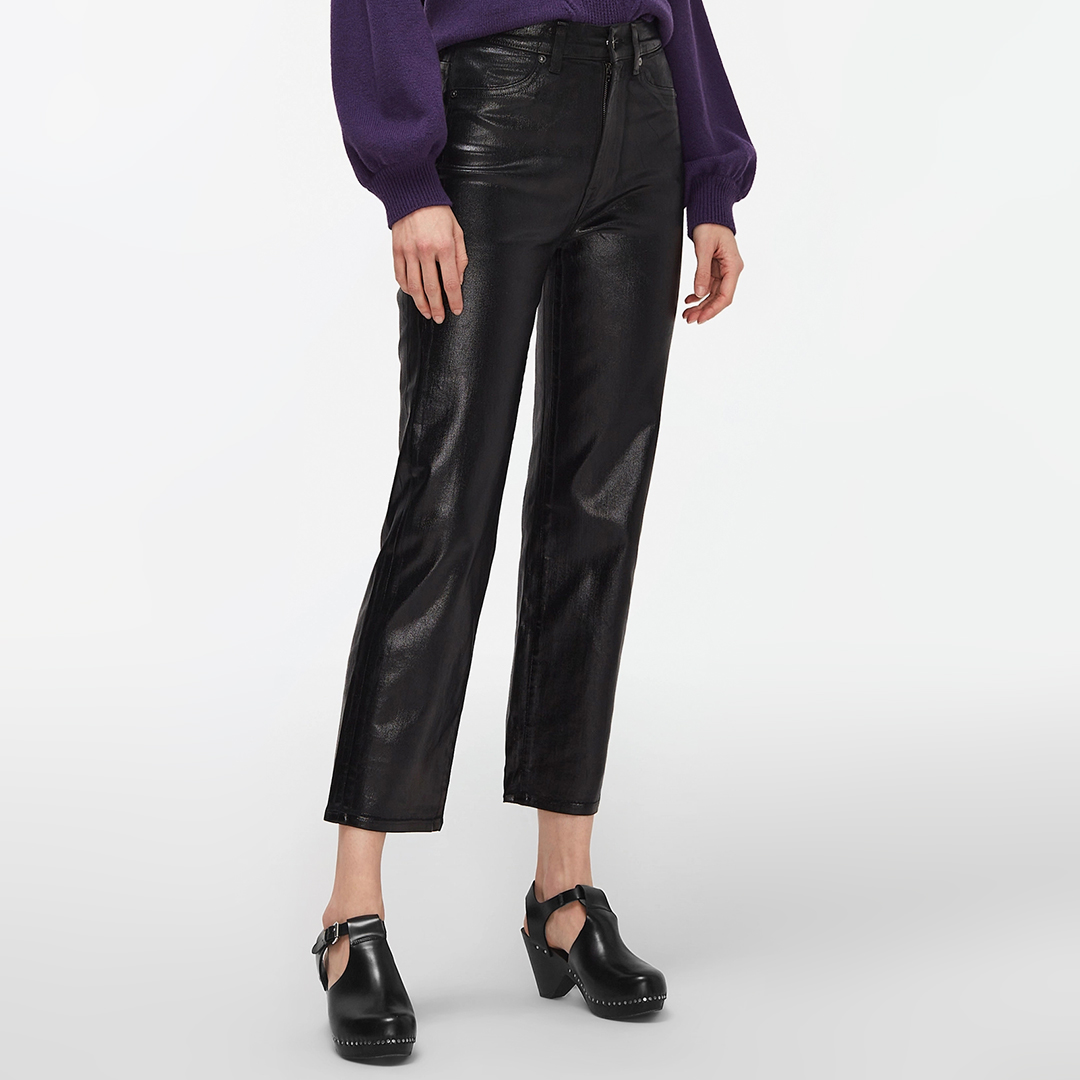 Black Logan Coated Straight Stretch Jeans