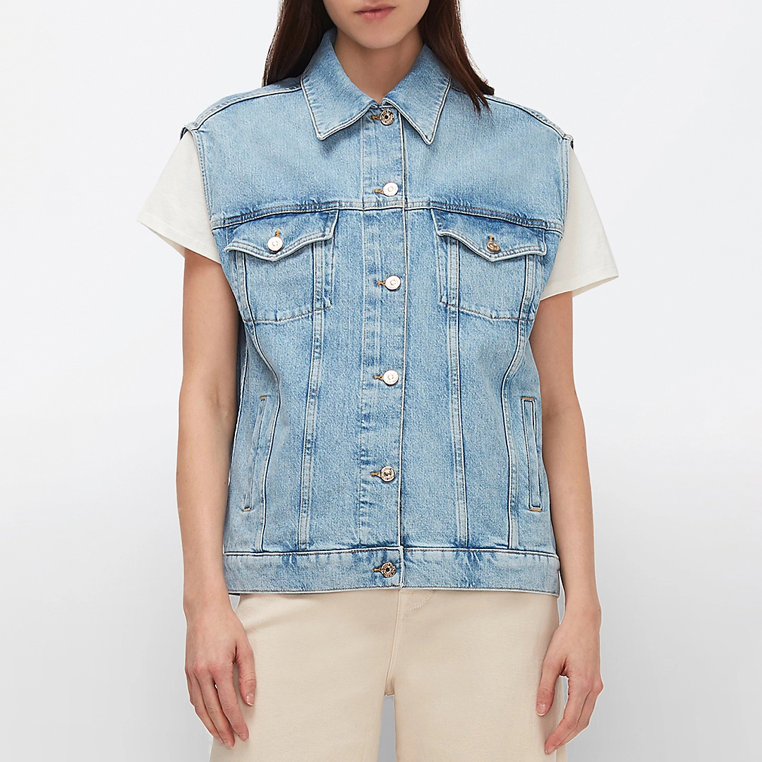 7 For All Mankind Light Blue Sleeveless Denim Jacket – Size M