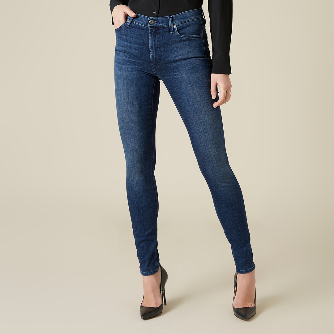 Dark Blue High Waisted Skinny Stretch Jeans