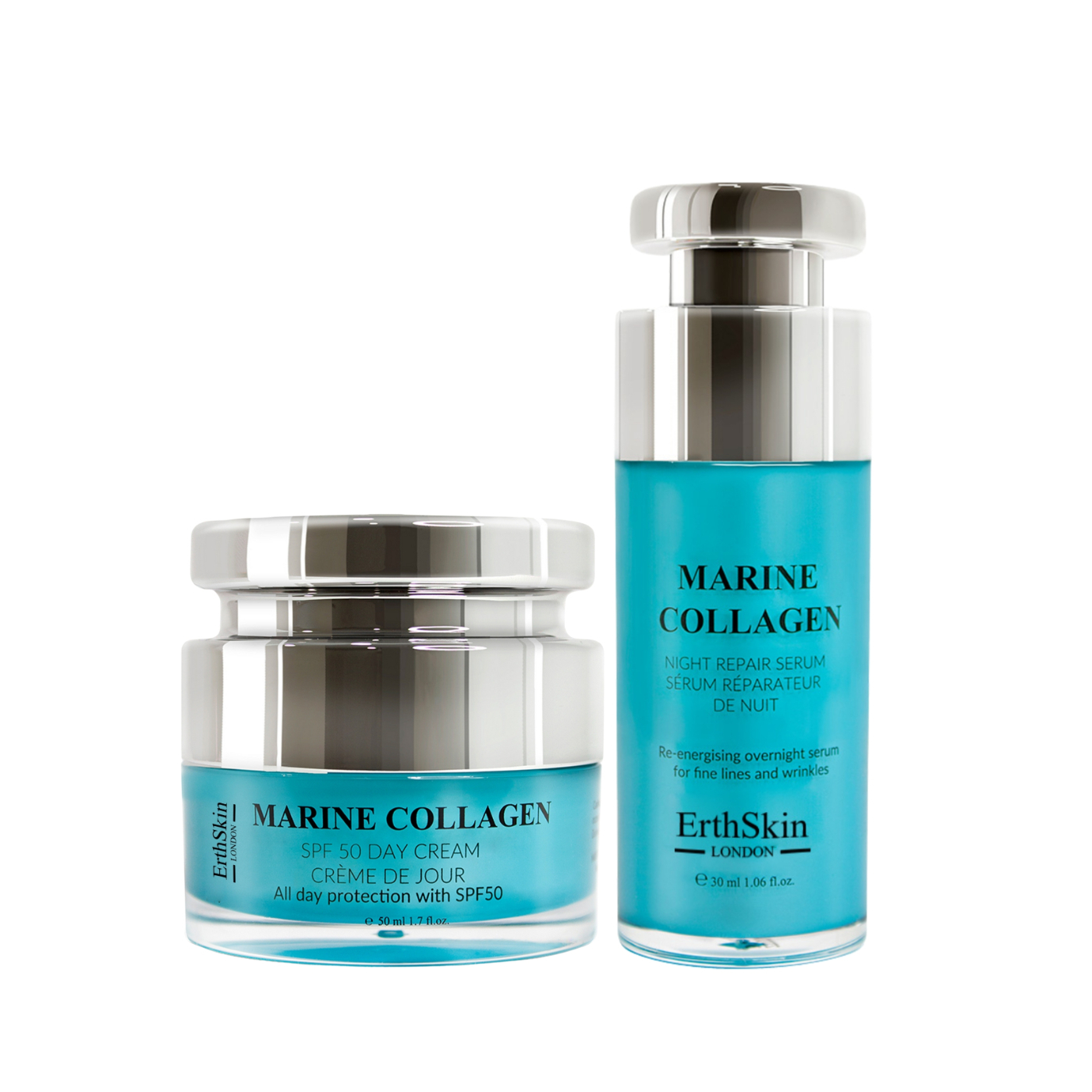 Erth Skin London   Marine Collagen SPF50 day cream 50ml + Marine Collagen Night Repair serum 30ml , BrandAlley