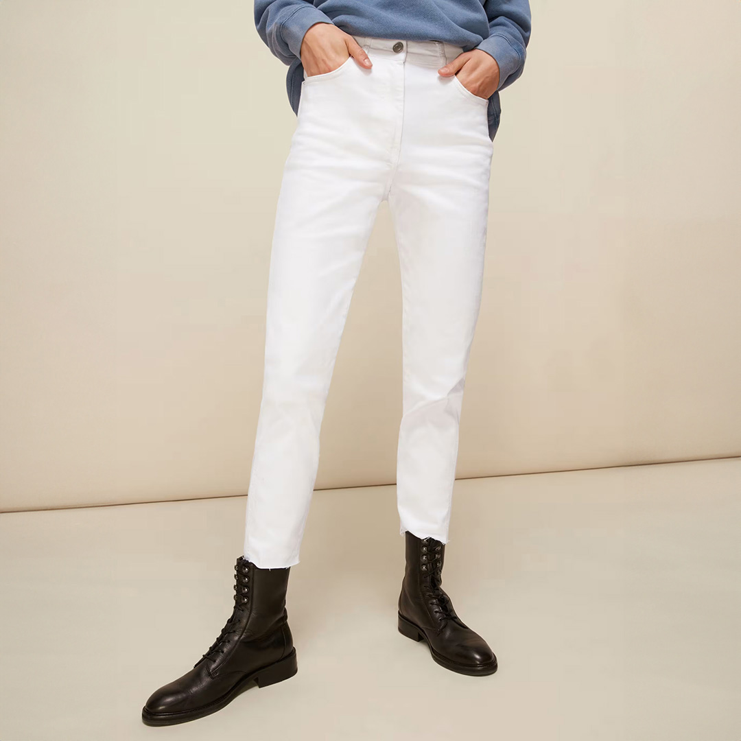 WHISTLES Women's  White Stretch Slim Frayed Jeans in Size 34, BrandAlley