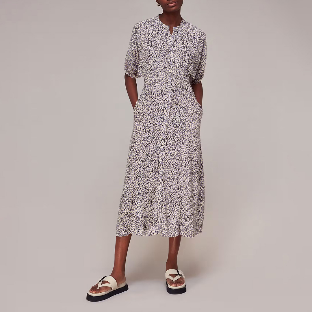 Lilac Dashed Leopard Midi Dress - WHISTLES - Modalova