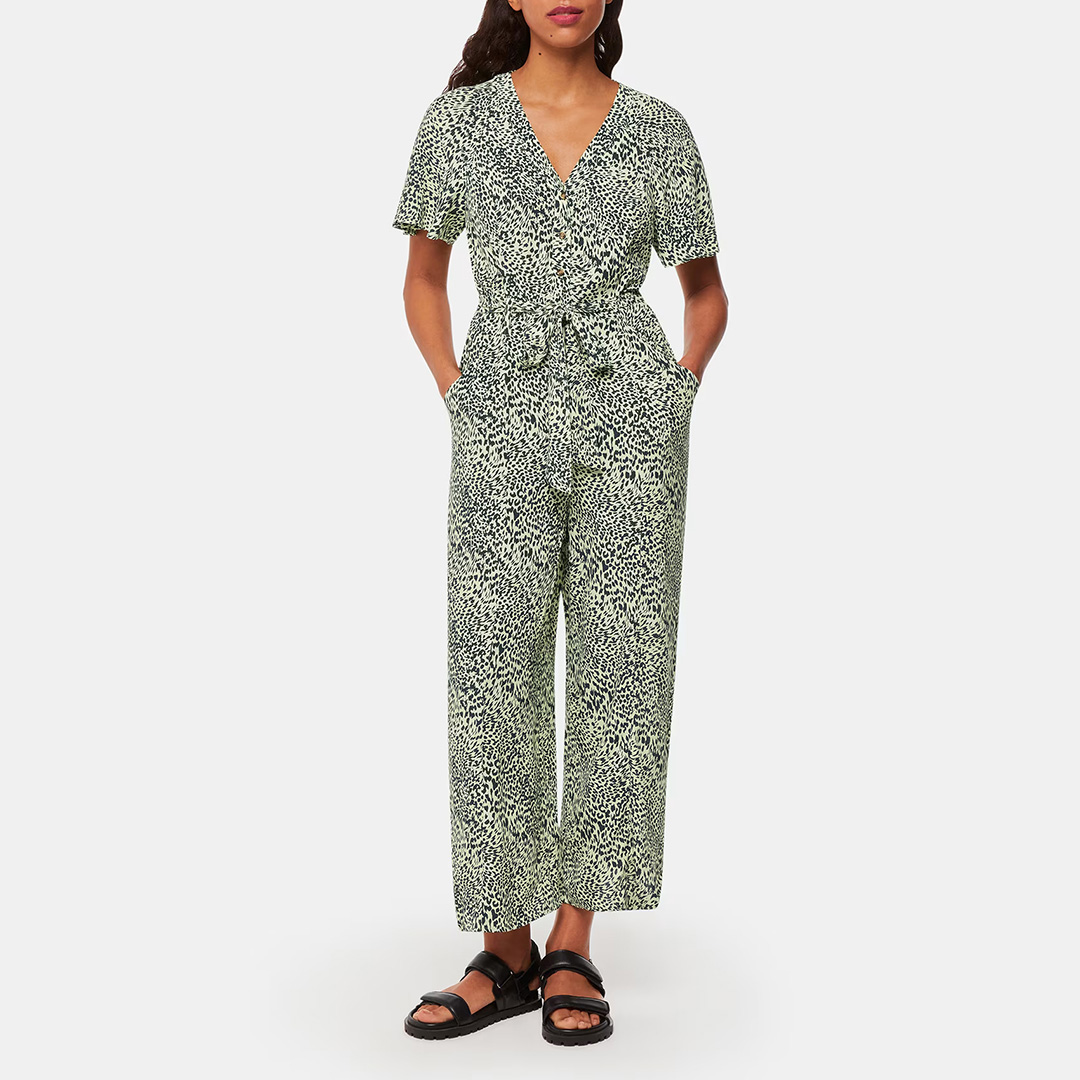 WHISTLES Women's   Yellow Animal Print Jumpsuit in Size 10, BrandAlley