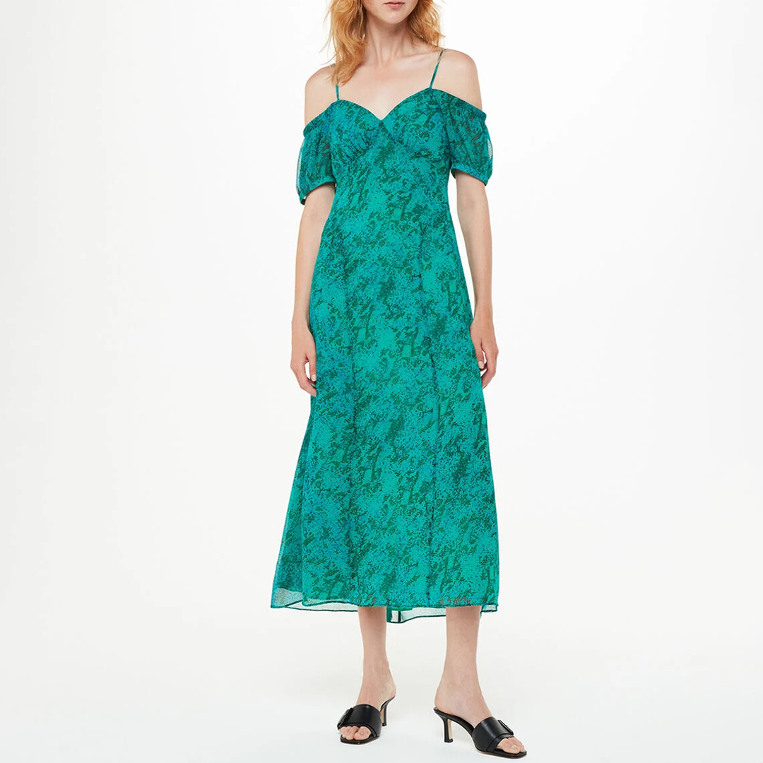 WHISTLES Women's   Blue  Diagonal Snake Bardot Dress in Size 12, BrandAlley