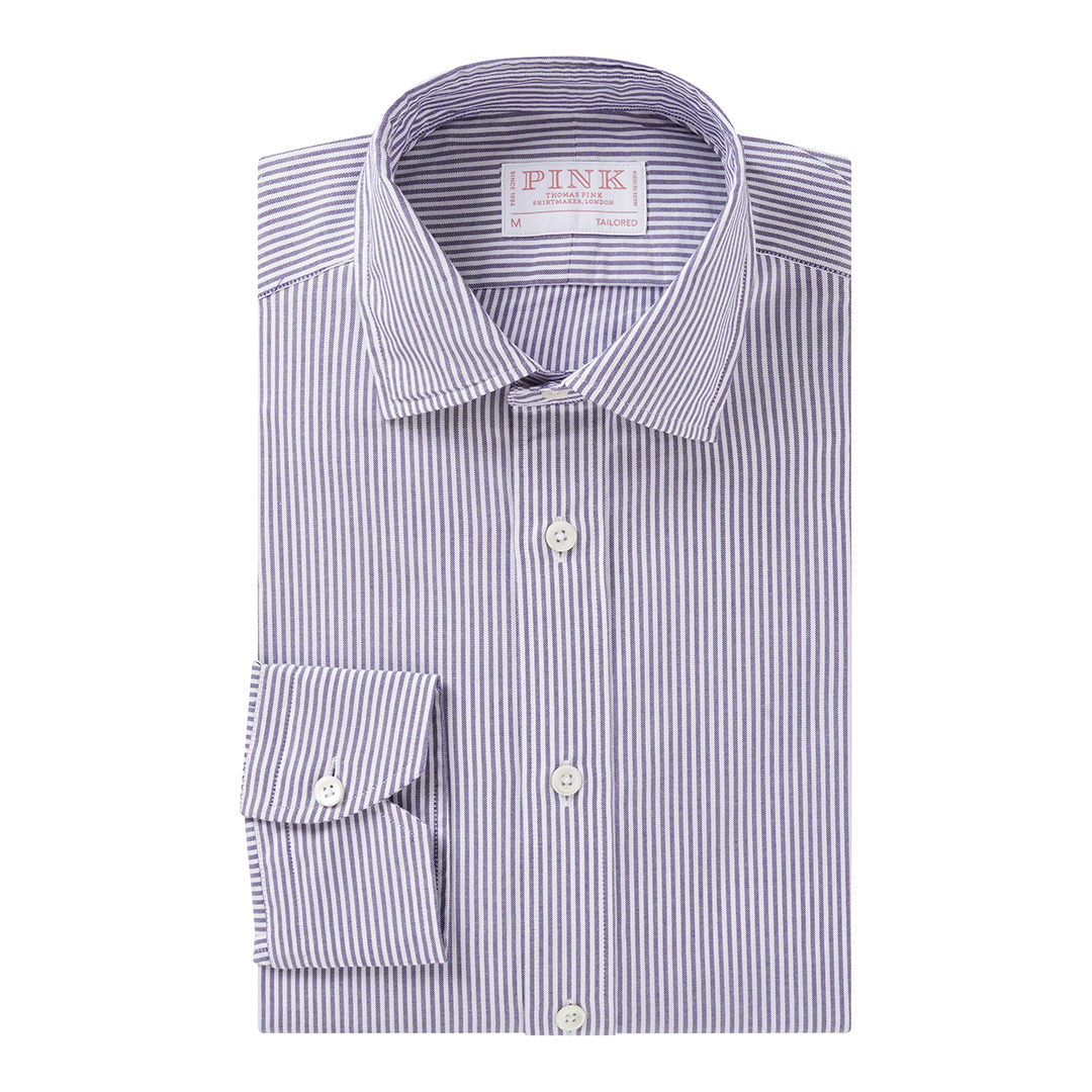 Purple Stripe Tailored Fit Smart Cotton Shirt