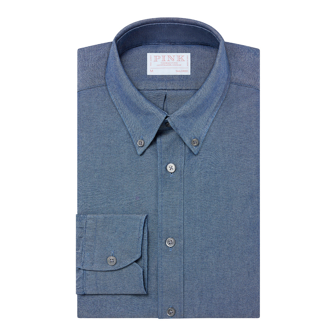 Blue Tailored Fit Oxford Cotton Shirt