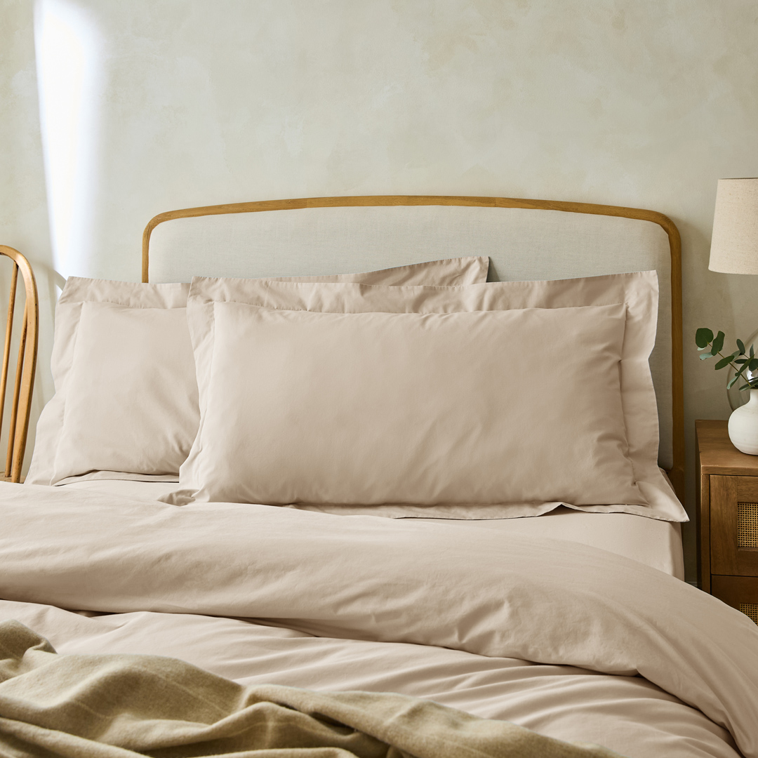 Essential Tied Large Oxford Pillowcases Stone