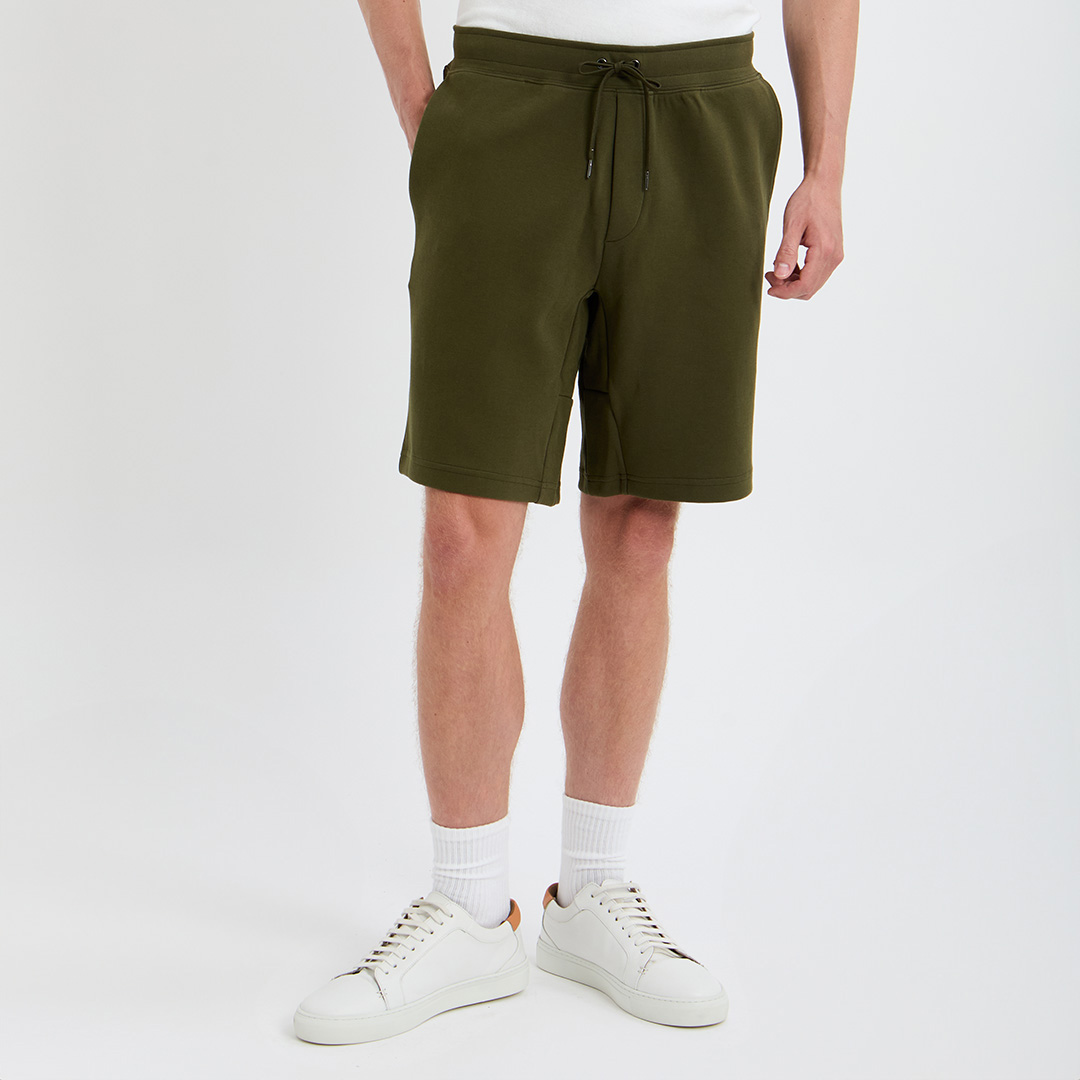 Olive Double Knit Cotton Blend Shorts