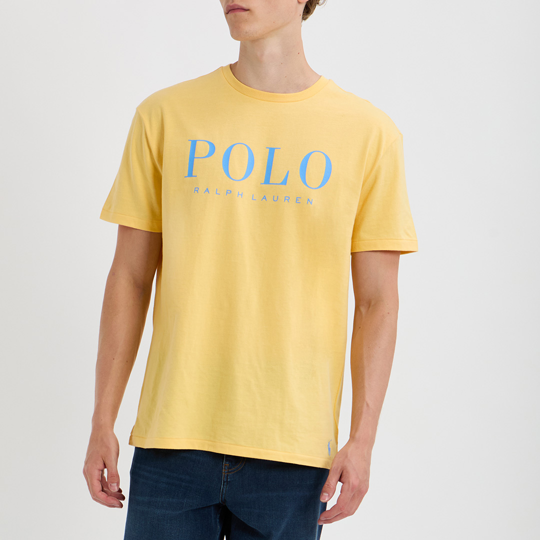 Yellow Printed Chest Logo Cotton T-Shirt