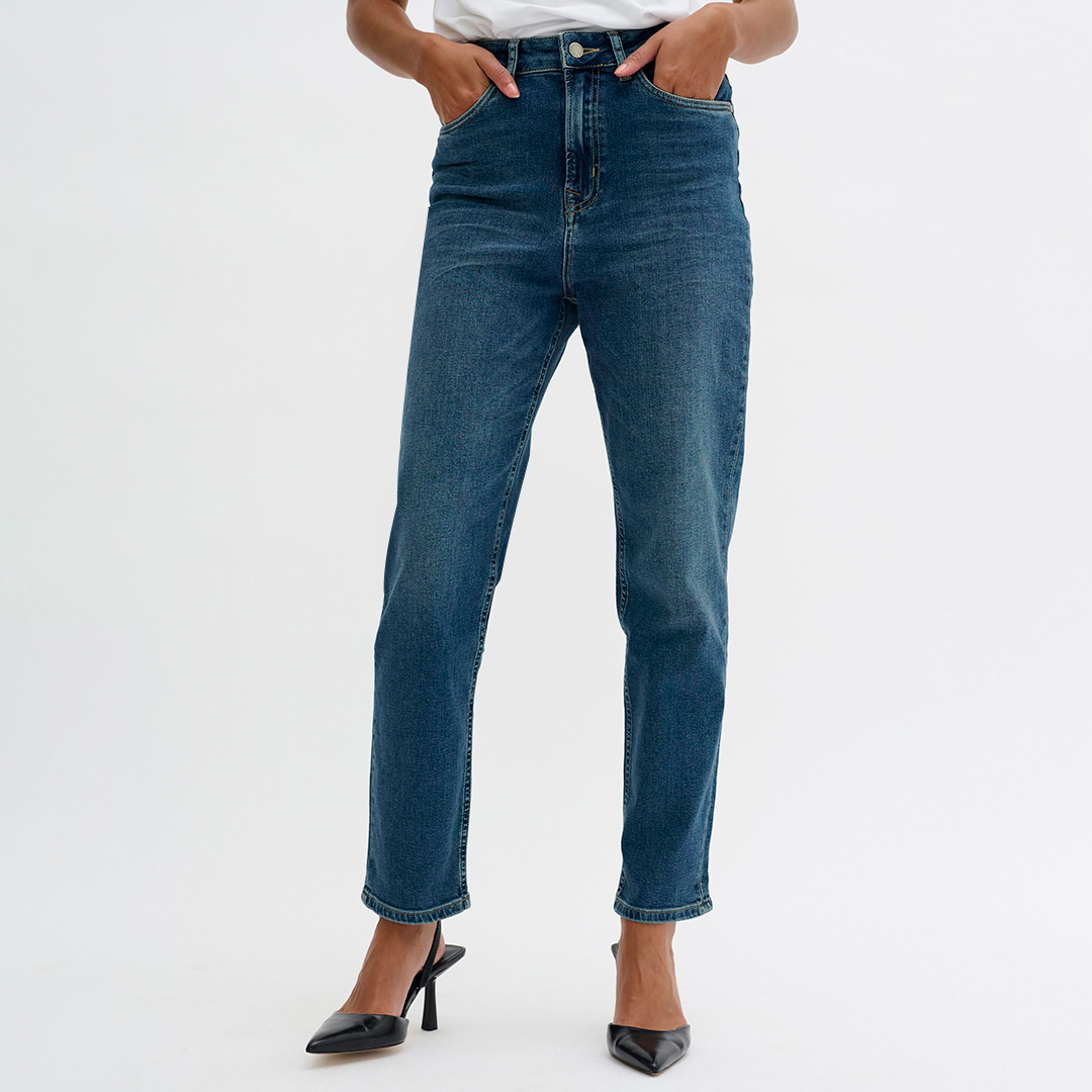 Blue Mom Straight Stretch Jeans