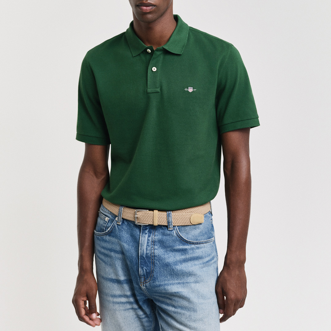 Gant Men's  Green Regular Embroidered Archive Shield Polo Shirt in Size M, BrandAlley