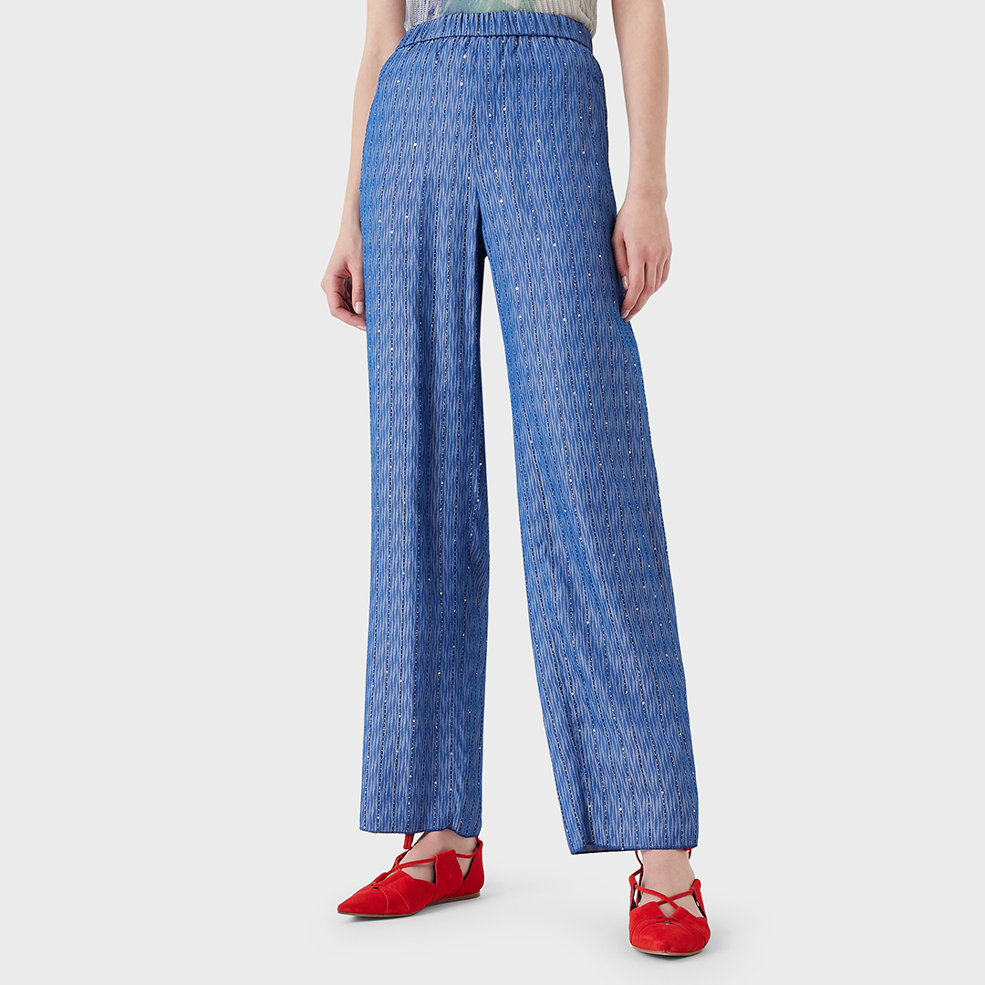 Blue Sparkle Straight Leg Trousers