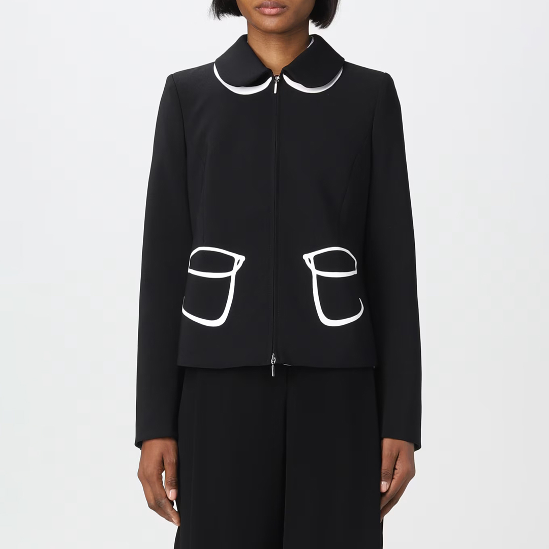 Black Contrast Stitch Jacket