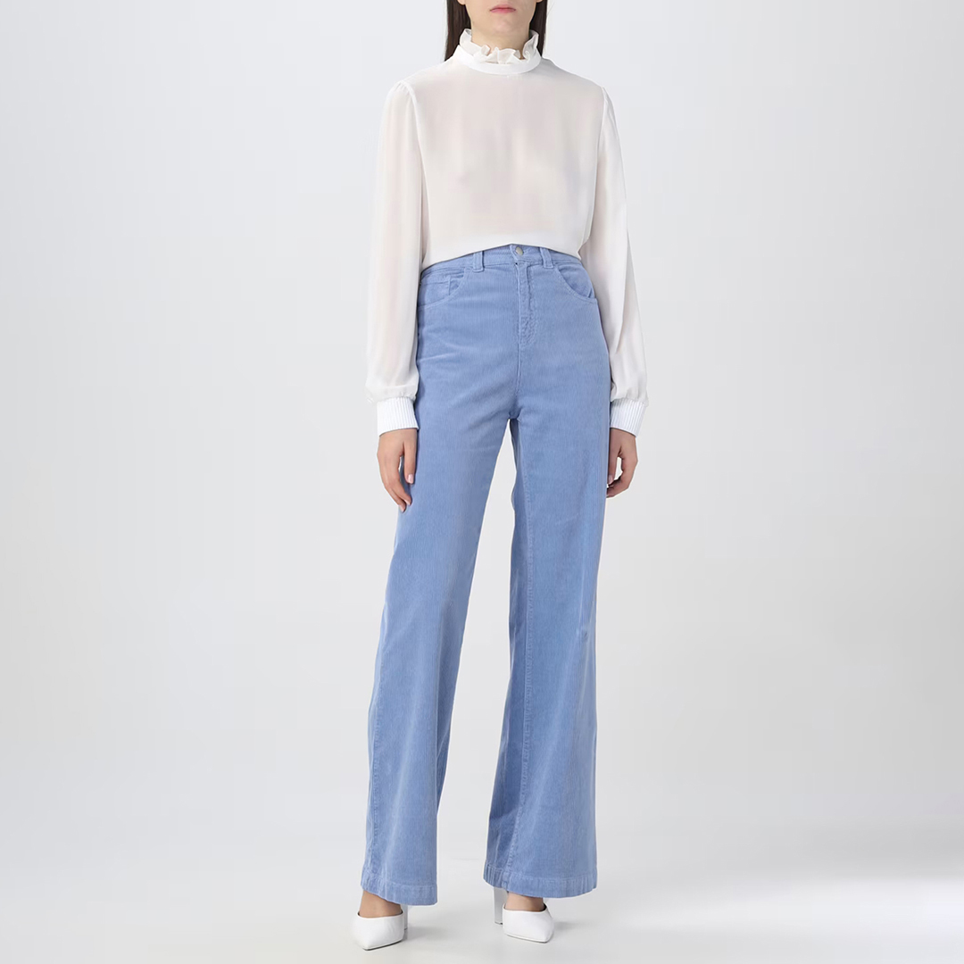 Blue Wide Leg Stretch Jeans