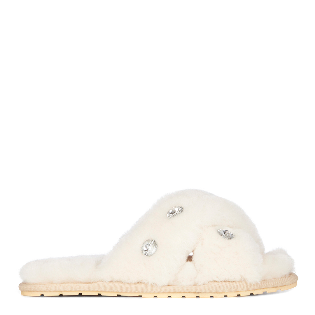 Beige Mayberry Sheepskin Gems Slippers