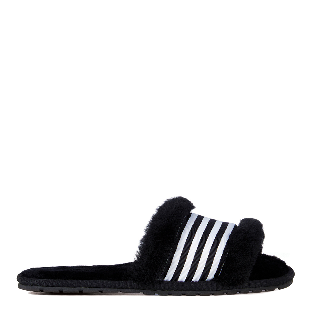 Black Wrenlette Sheepskin Slide Slippers