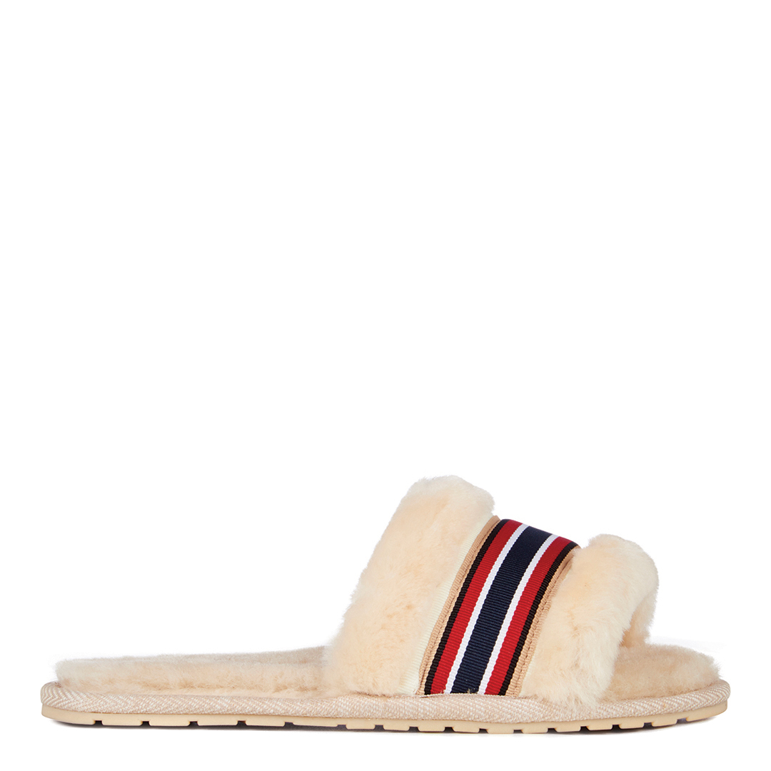 Beige Wrenlette Sheepskin Slide Slippers