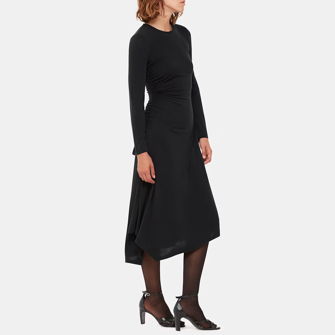 WHISTLES Women's   Black Asymmetric Jersey Midi Dress in Size 6, BrandAlley