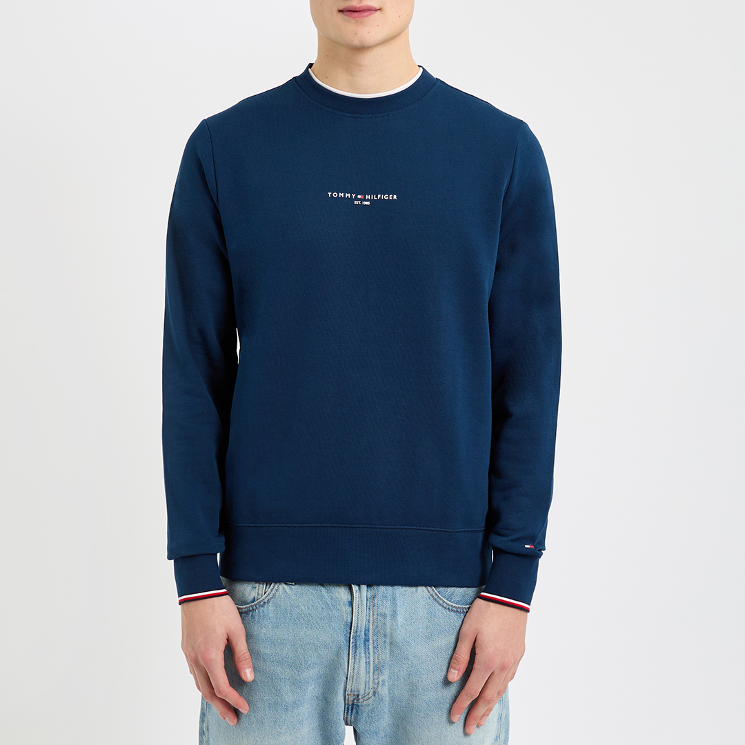 Navy Tommy Logo Tipped Sweatshirt