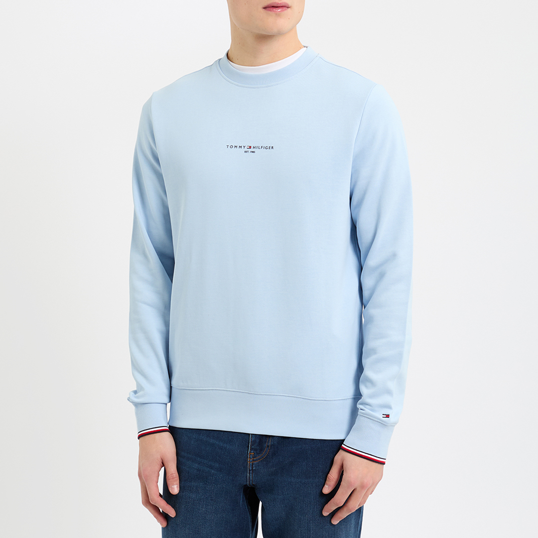 Light Blue Tommy Logo Tipped Sweatshirt