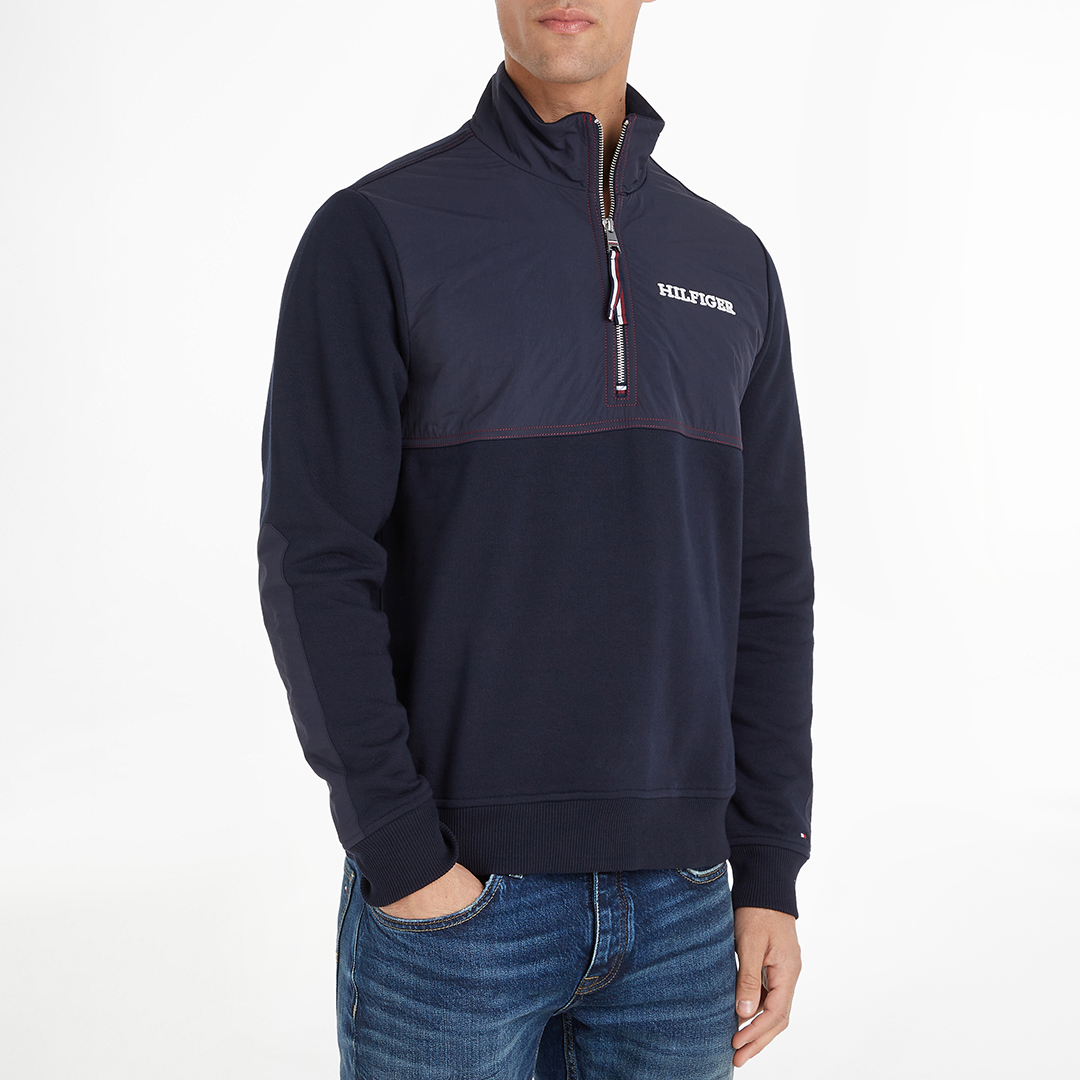 Navy Embroidered Half Zip Sweatshirt