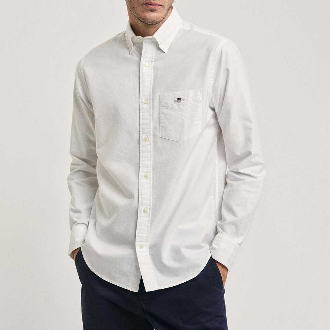 White Regular Oxford Shield Shirt