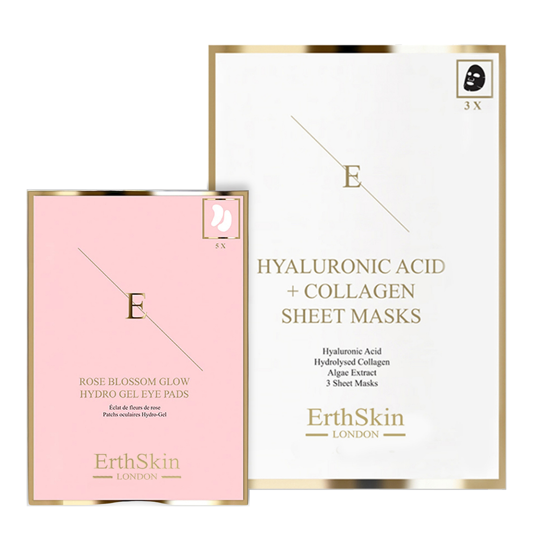 Hyaluronic Acid &Amp;Amp; Collagen Mask - 3 Sheets + Rose Blossom Glow Hydro-Gel Eye Pads 5 X 2