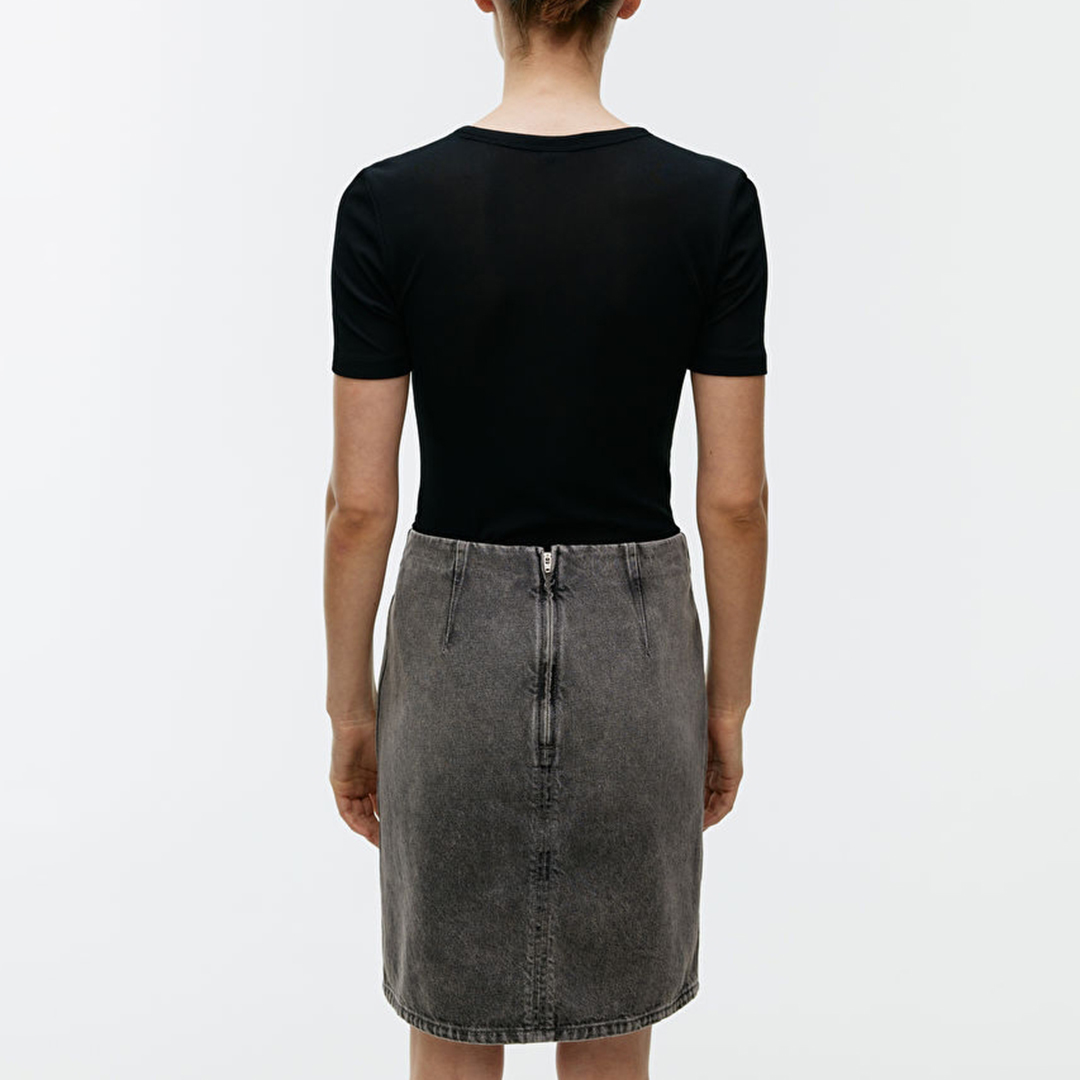 Grey Wash Denim Skirt