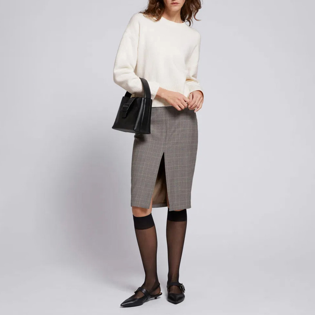 & Other Stories Beige Tartan Fitted Midi Skirt – Size 8 & Other Stories Beige Tartan Fitted Midi Skirt – Size 8