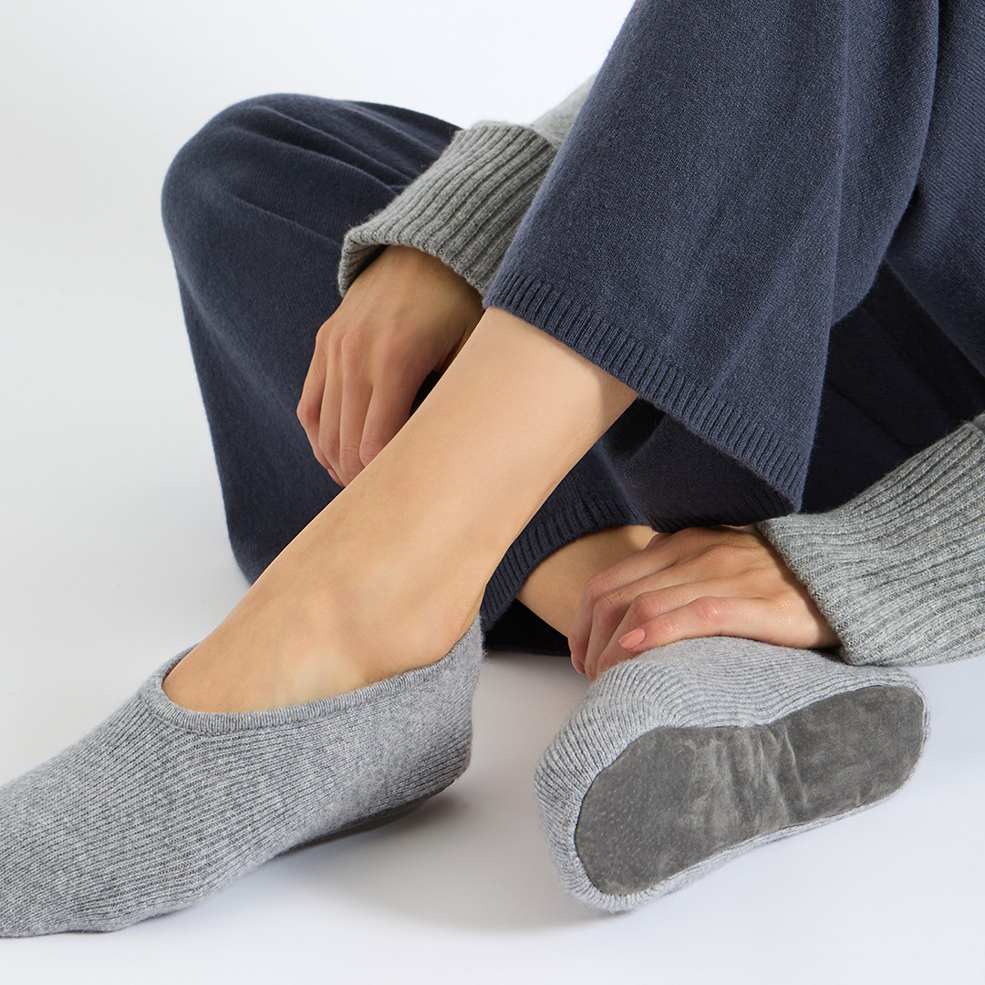 Grey Cashmere Ballet Style Slippers