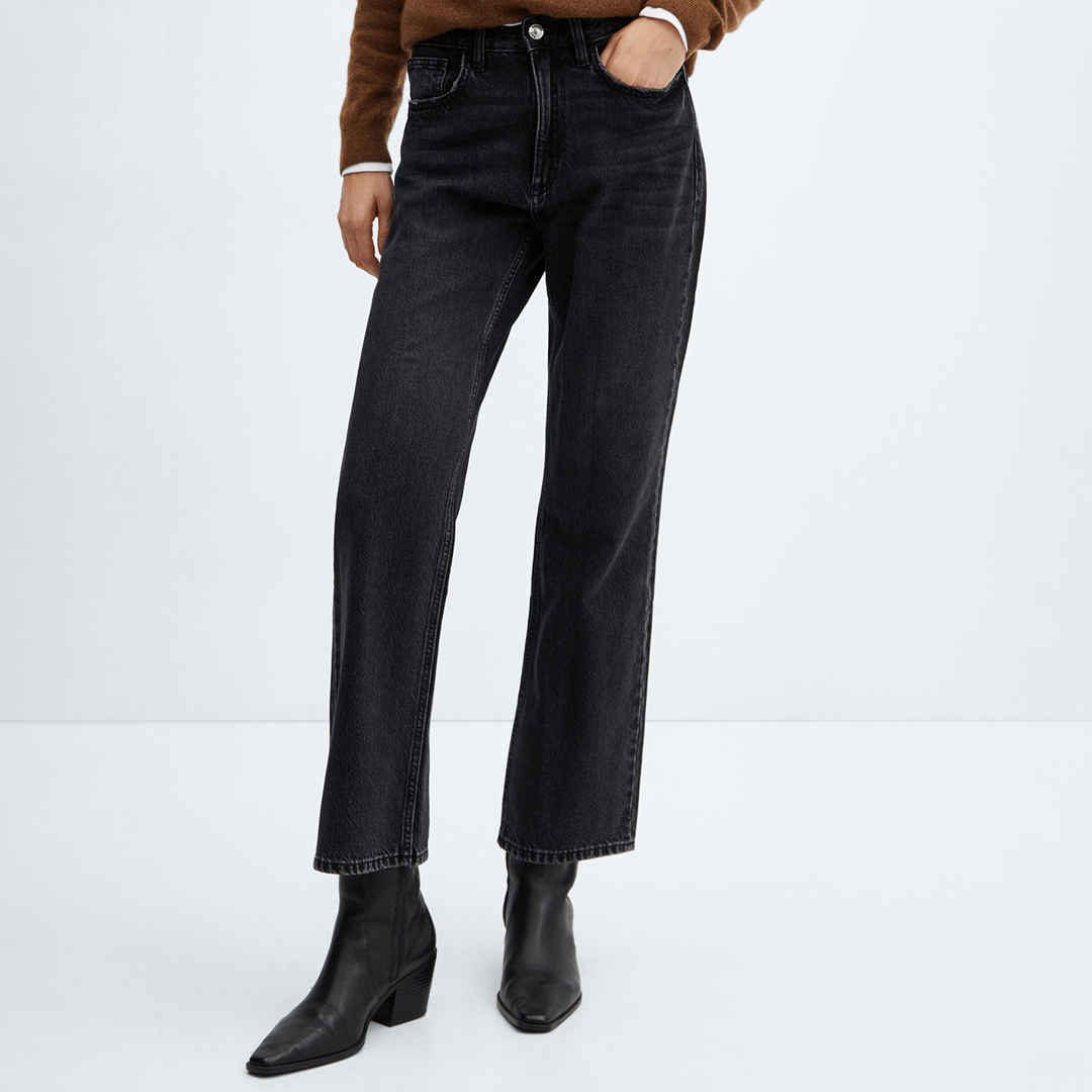 Washed Black Straight Jeans