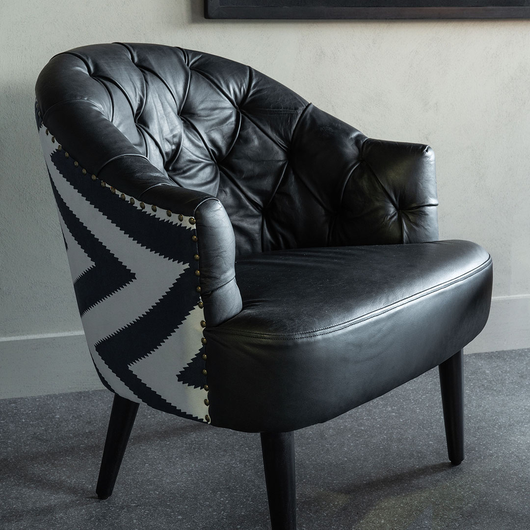 Admiral Occasional Chair with Leather Front & Fabric Back