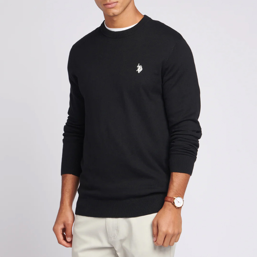 Black Lightweight Crew Neck Jumper