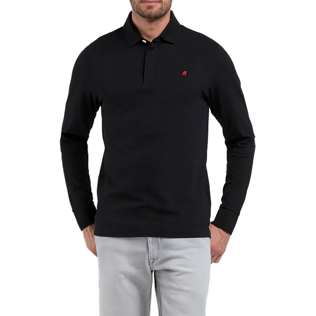 Black Long Sleeve Polo Shirt