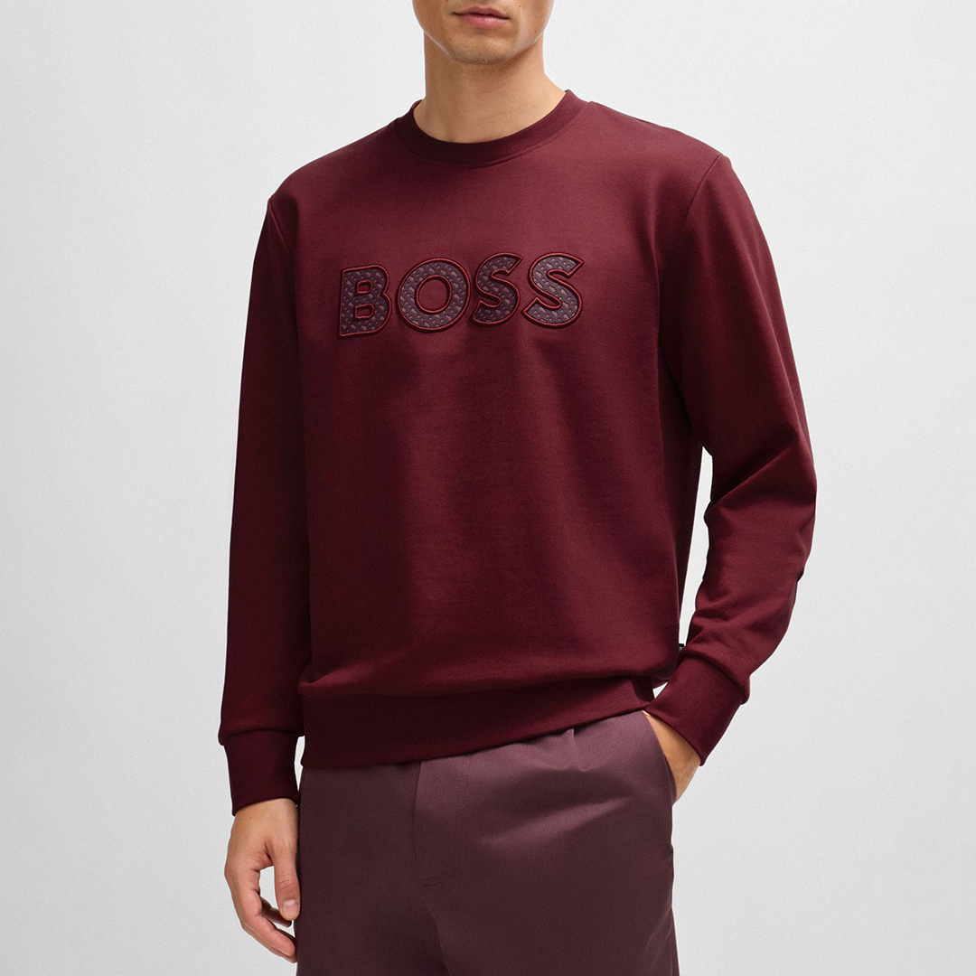 Red Embroidered Logo Cotton Sweatshirt