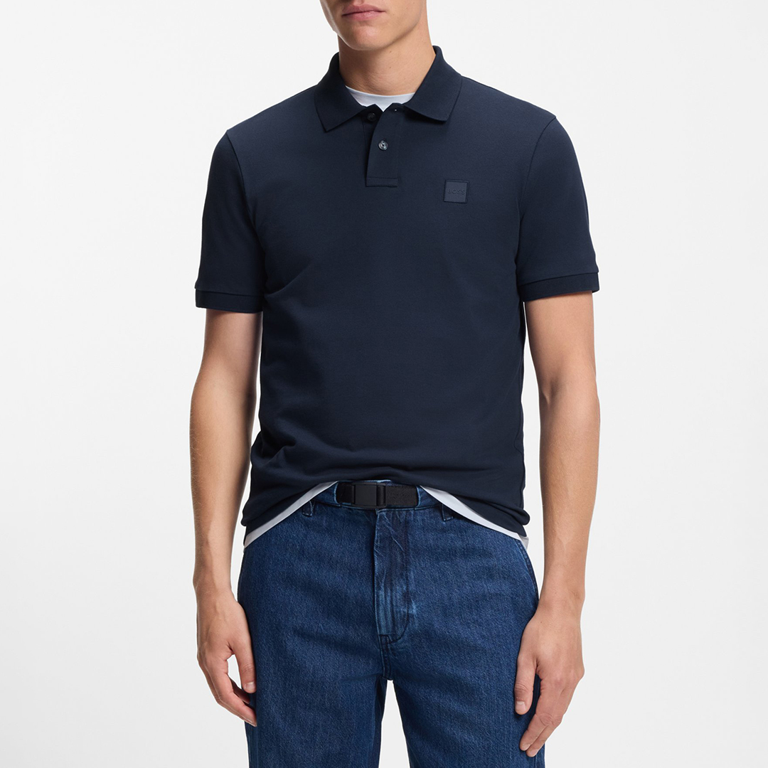 BOSS Men's  Navy Passenger Logo Cotton Blend Polo Shirt in Size S, BrandAlley