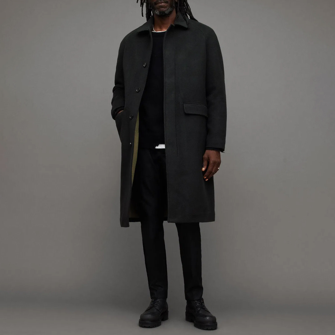 Black Somnus Longline Wool Blend Coat